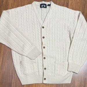 Woods & Gray Women's Cream Cable Knit Grampa Oversized Cardigan Sweater Size M